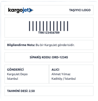 KargoJet kargo etiketi örneği